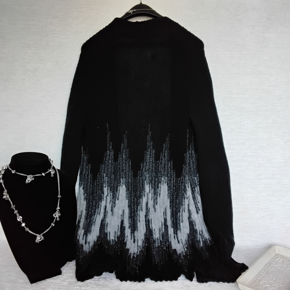 Chico's Black and Gray Cardigan Sweater - Picture 3 of 10